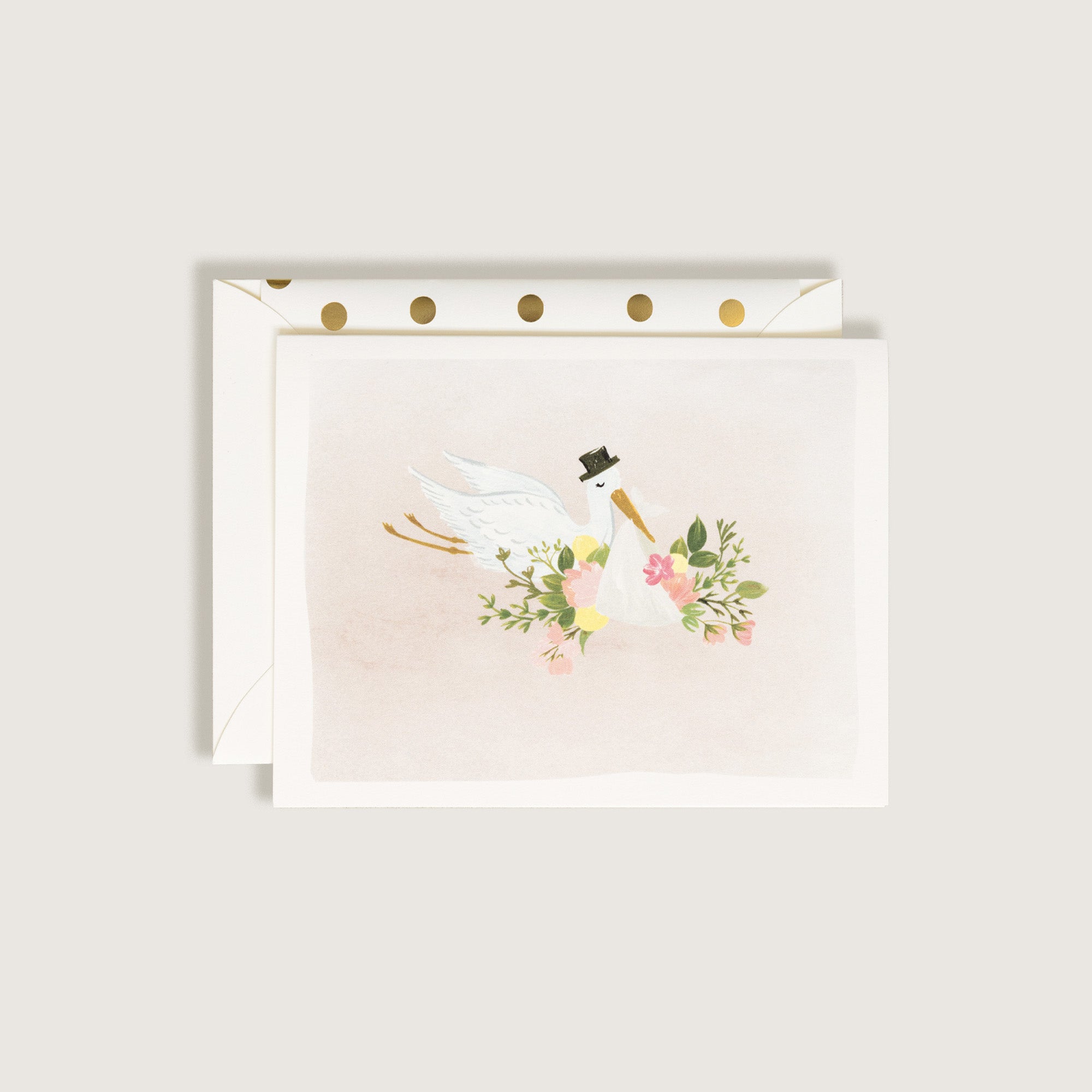 Baby Stork Card in Blush