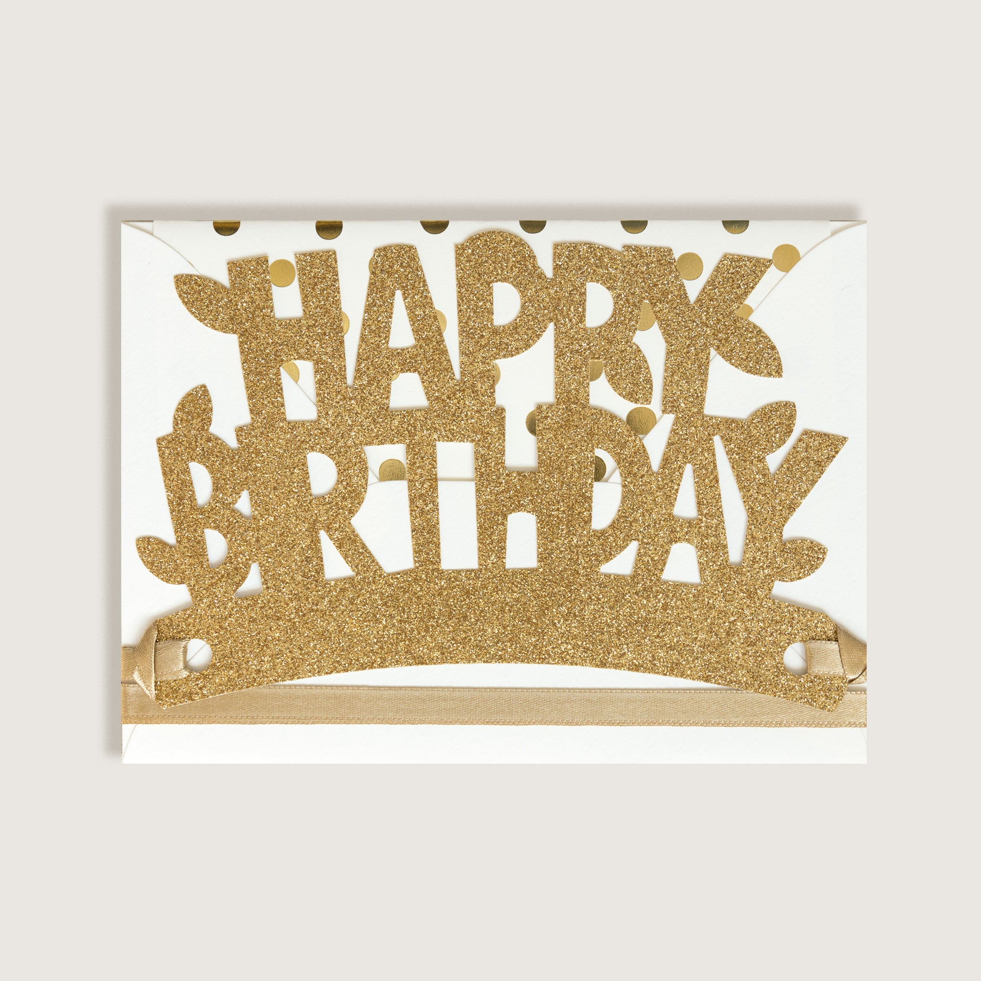Gold Happy Birthday Glitter Crown Card