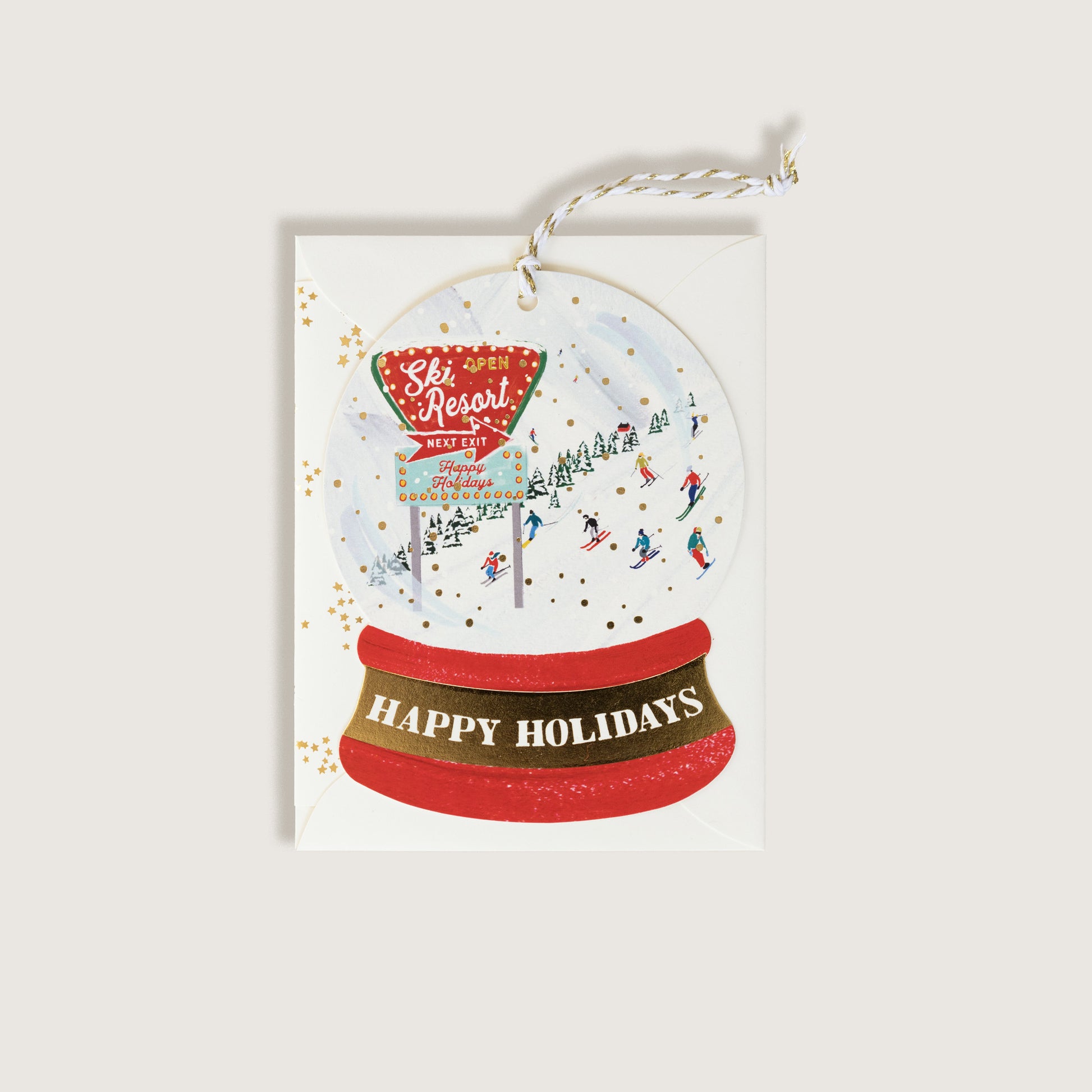 Ski Resort Snowglobe Greeting Card