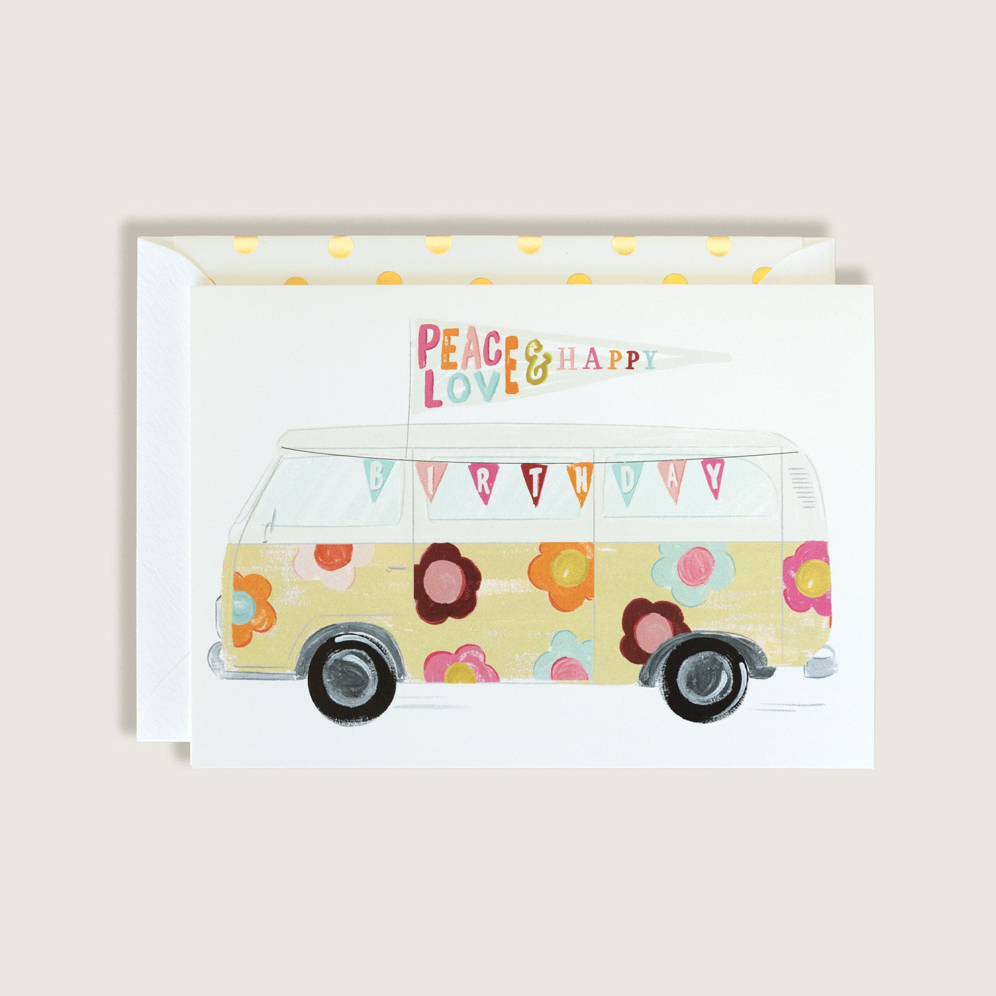 Peace, Love, & Happy Birthday Retro Van Birthday Card