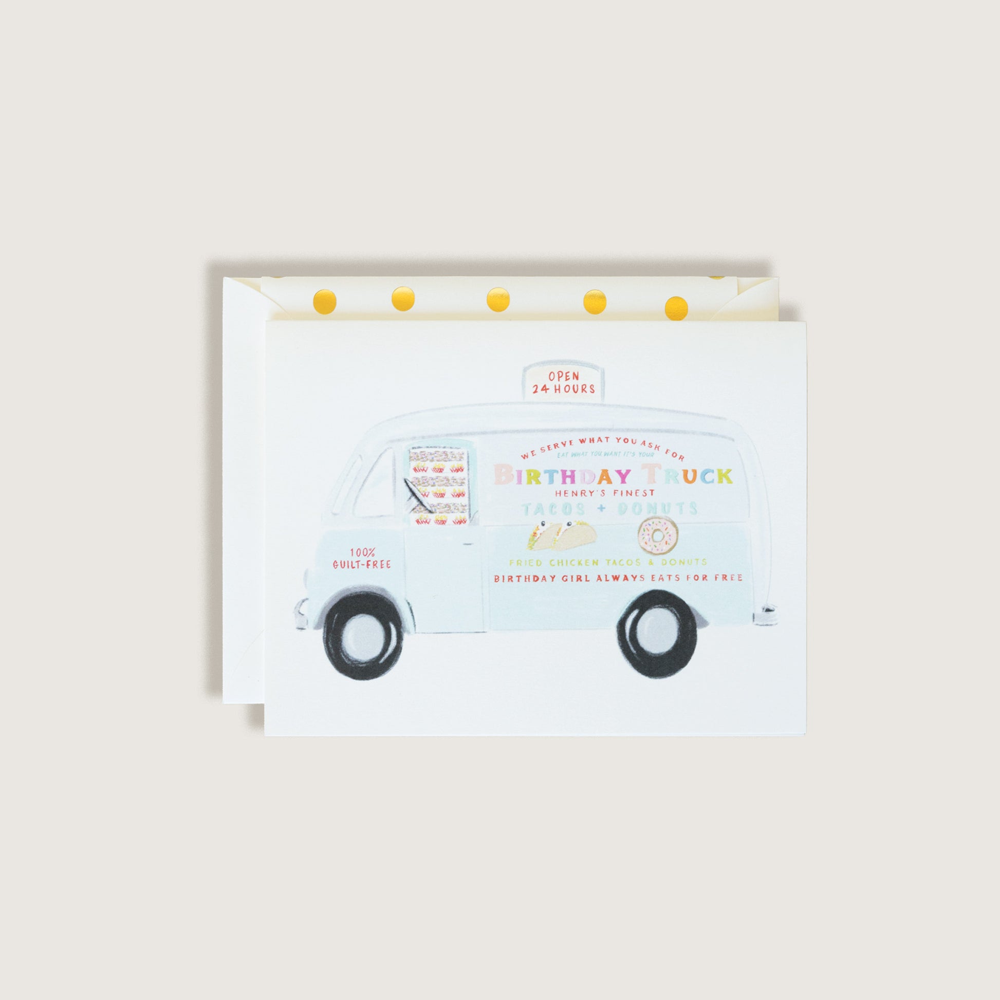 Taco and Donut Truck Birthday Greeting Card