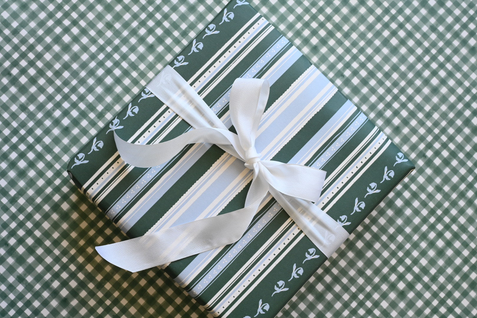 Tonga Green Gingham Gift Wrap