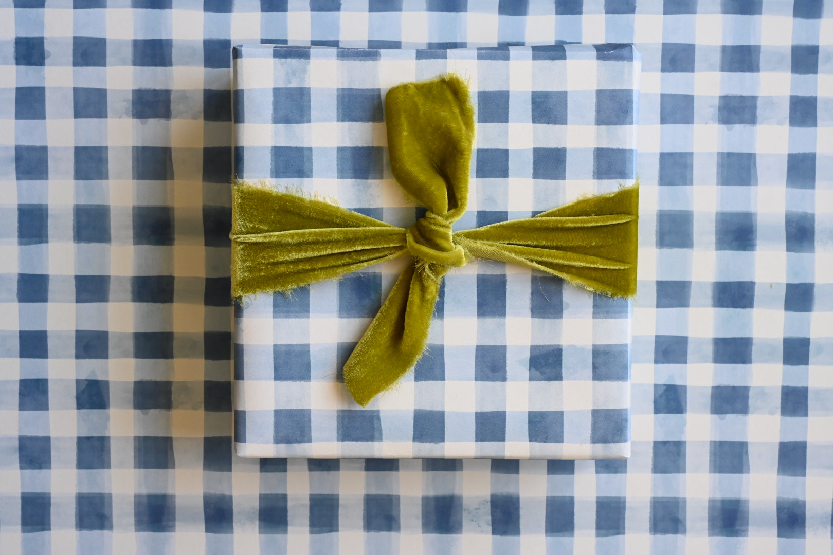 Bramble Blue Gingham Gift Wrap