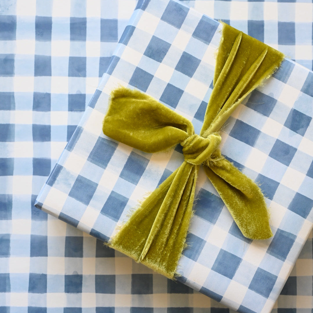 Bramble Blue Gingham Gift Wrap