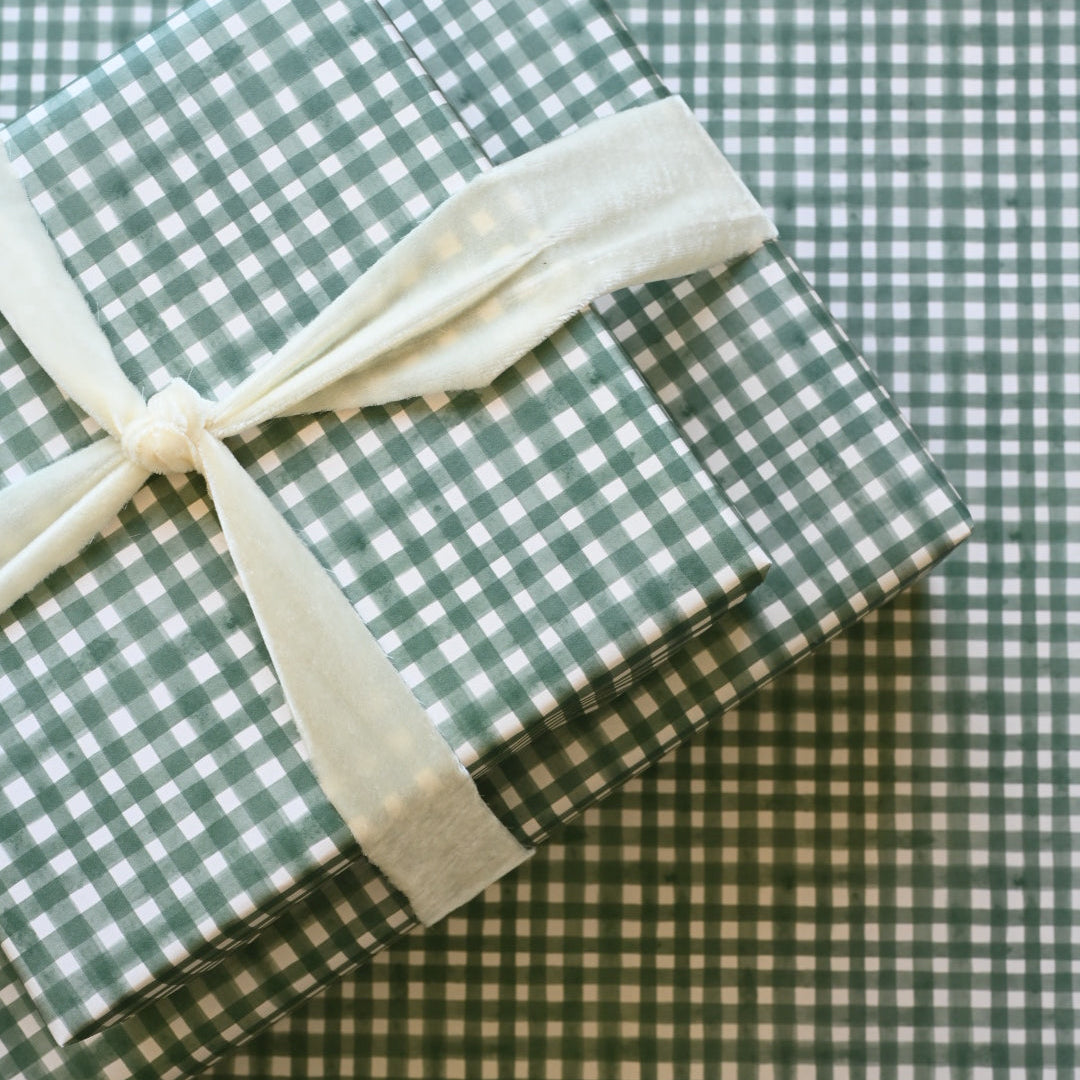 Tonga Green Gingham Gift Wrap