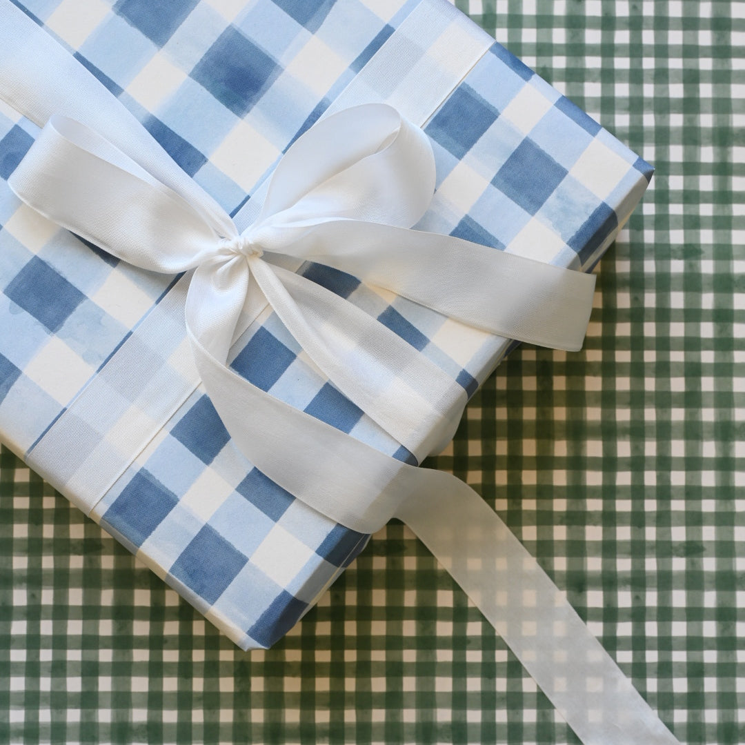 Bramble Blue Gingham Gift Wrap