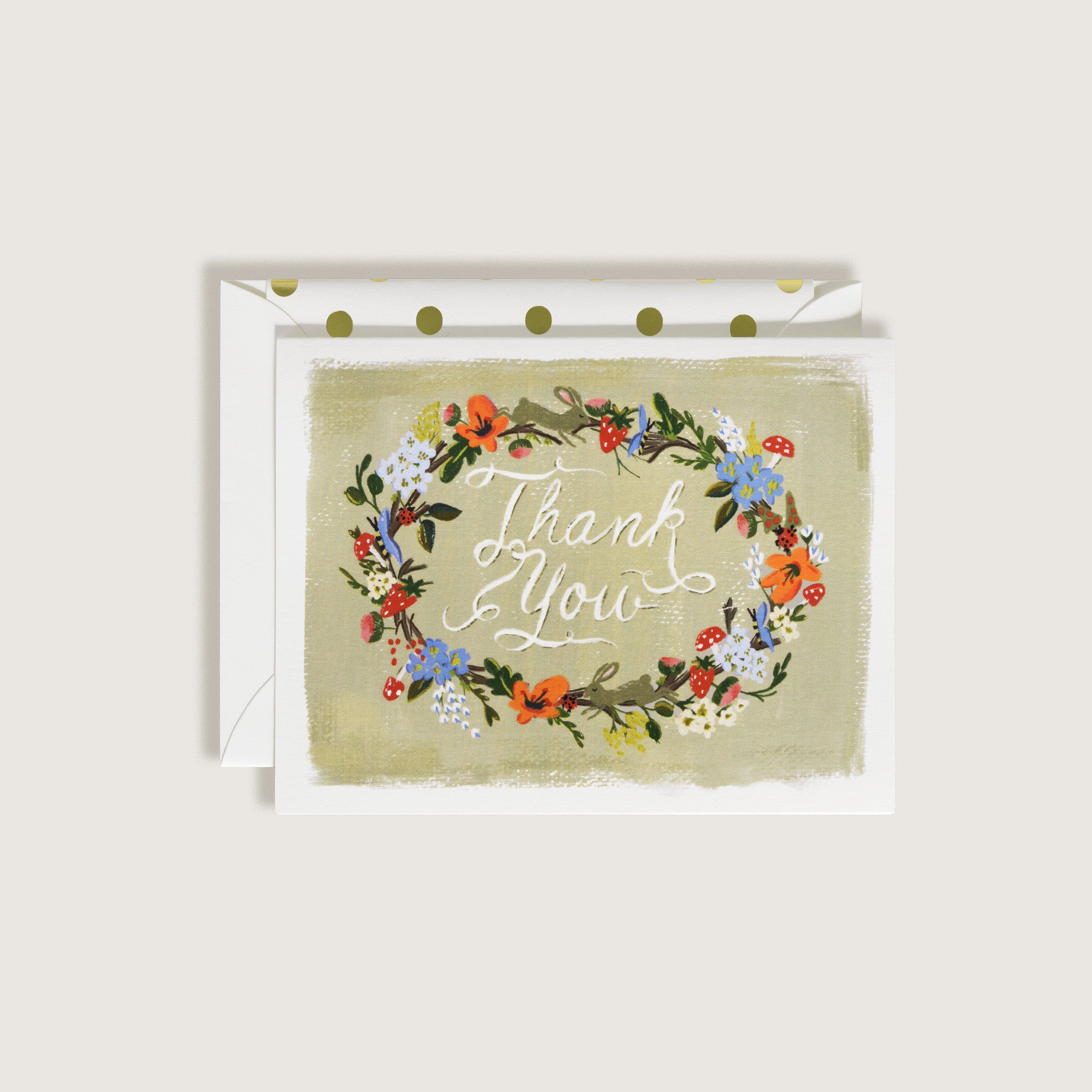 Thank You Floral Garden Wreath Greeting Card