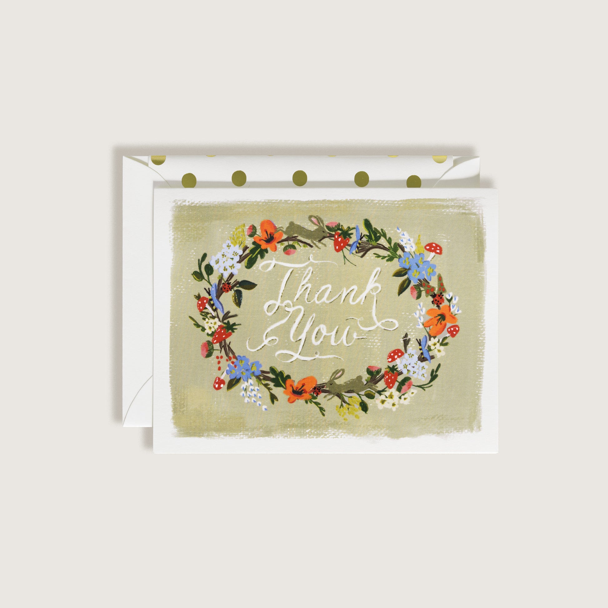 Thank You Floral Garden Wreath Greeting Card