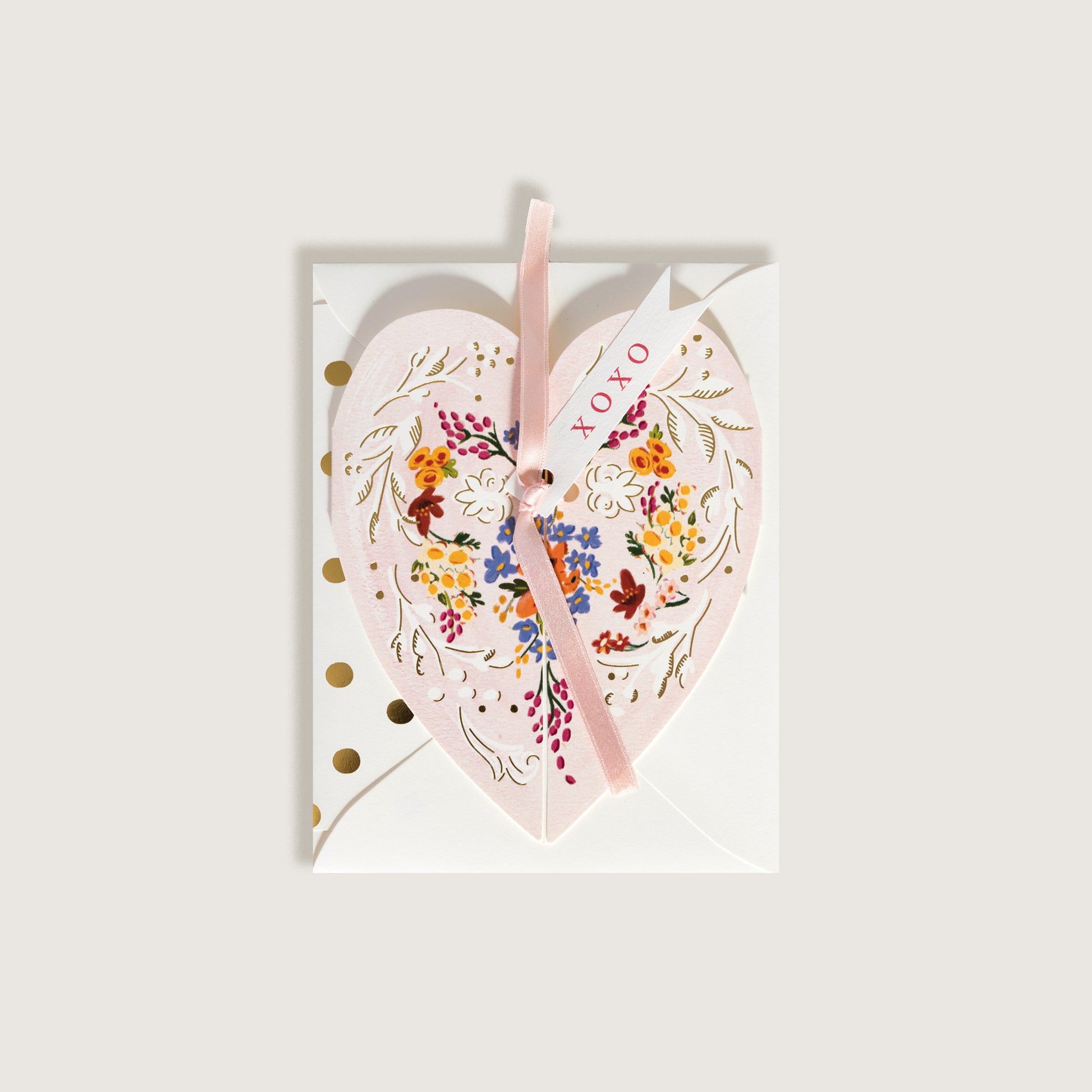 XOXO Pink Heart Greeting Card