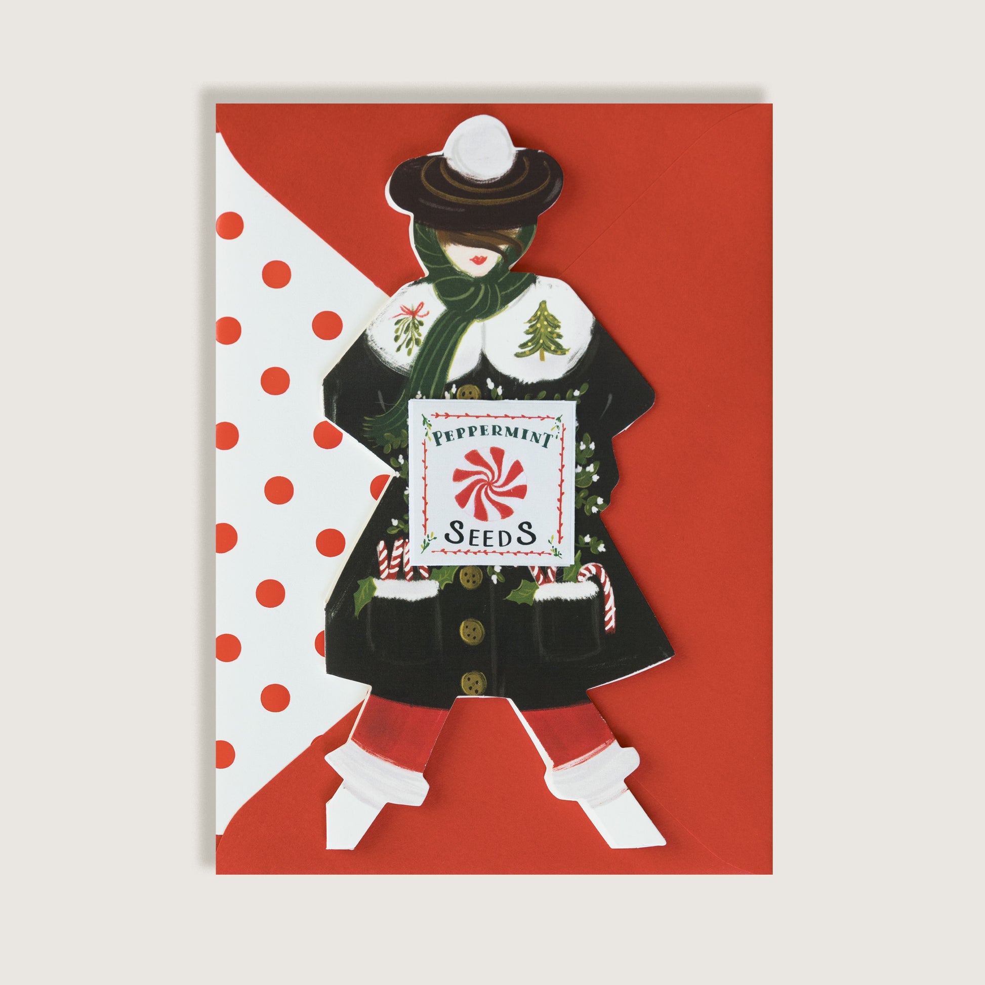 Peppermint Seed Girl Paperdoll Greeting Card