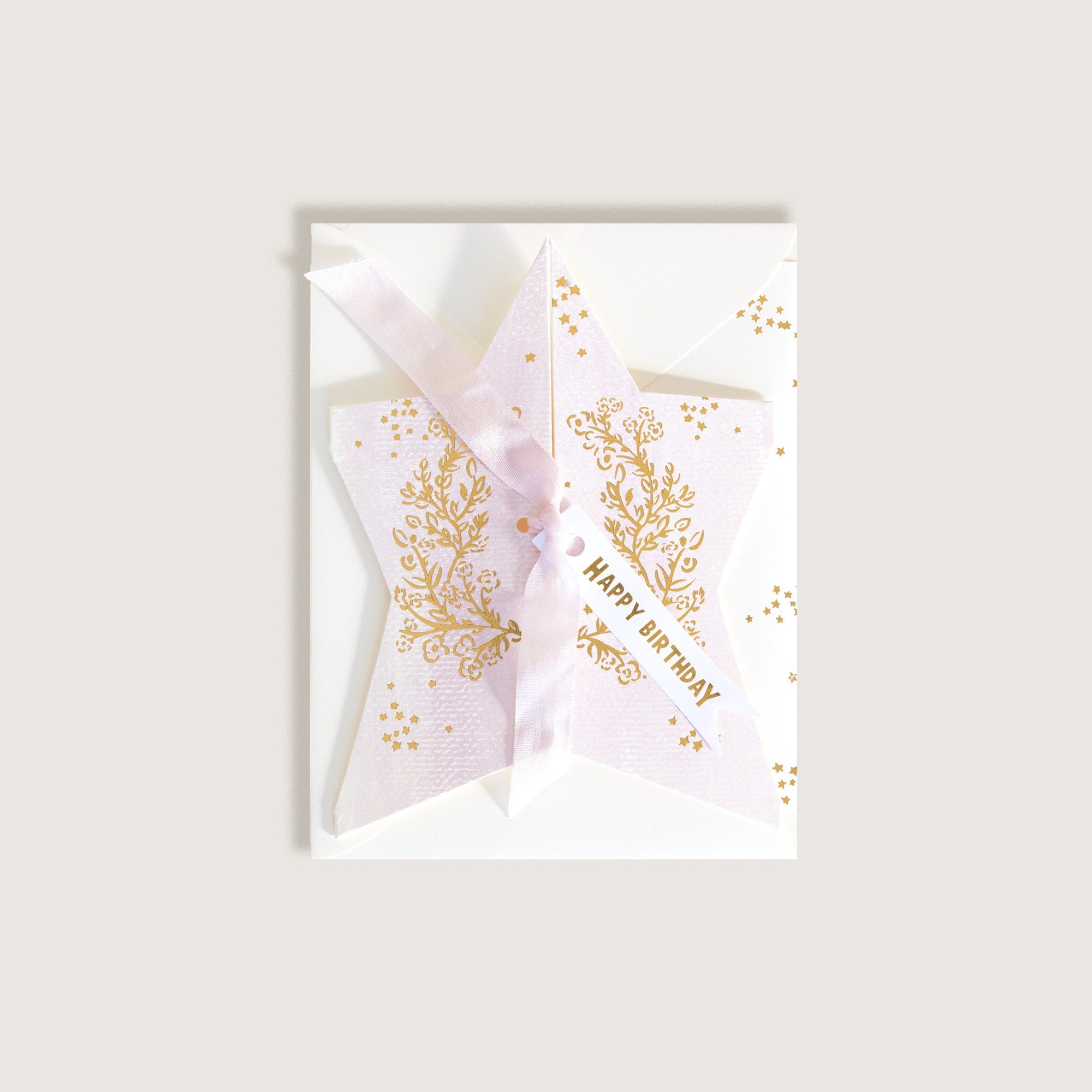 Happy Birthday Lilac and Gold Star Card