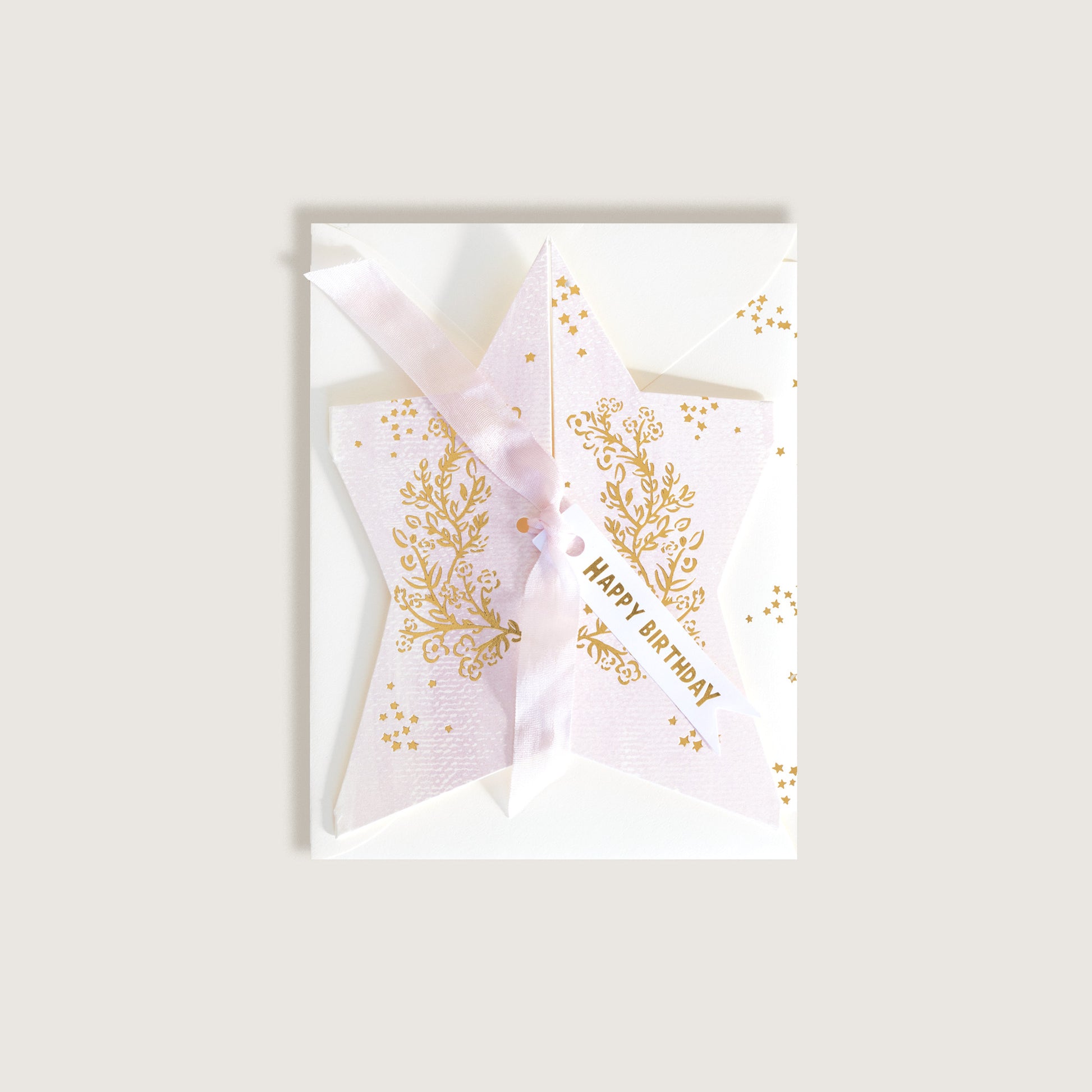 Happy Birthday Lilac and Gold Star Card