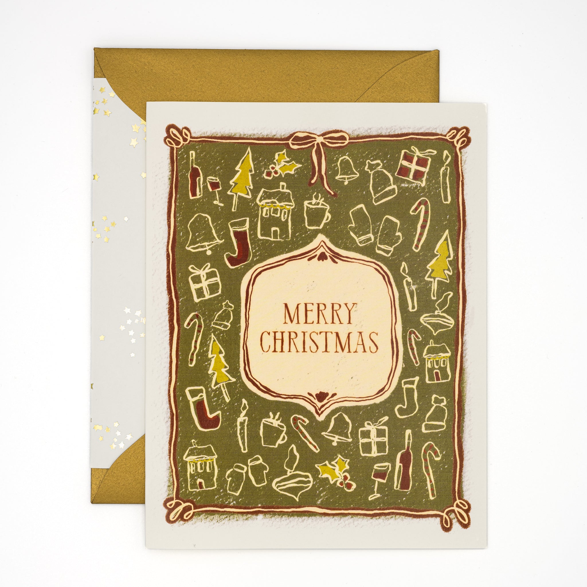 Merry Christmas Simple Holiday Icon - Vintage Colors Card 
