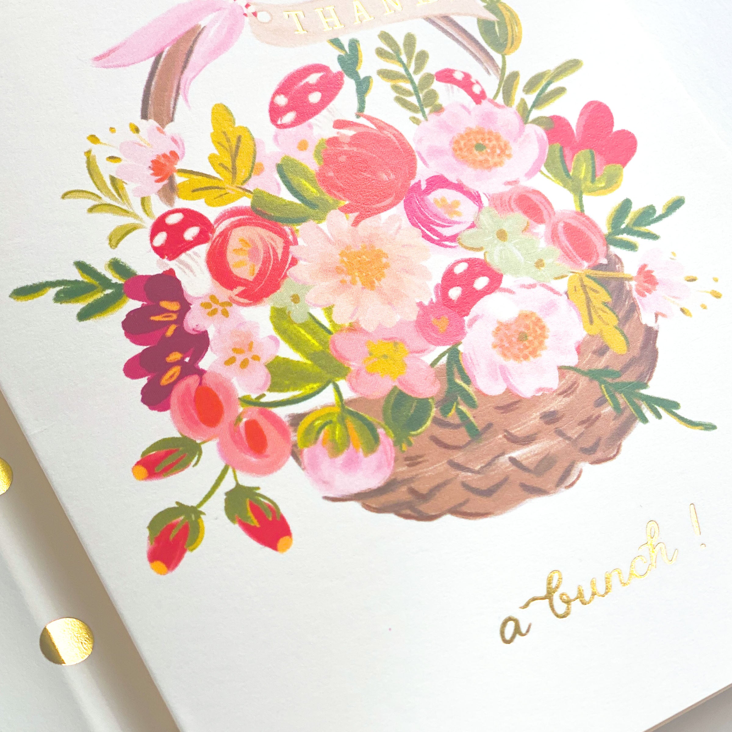 Thanks a Bunch Floral Basket Greeting Card