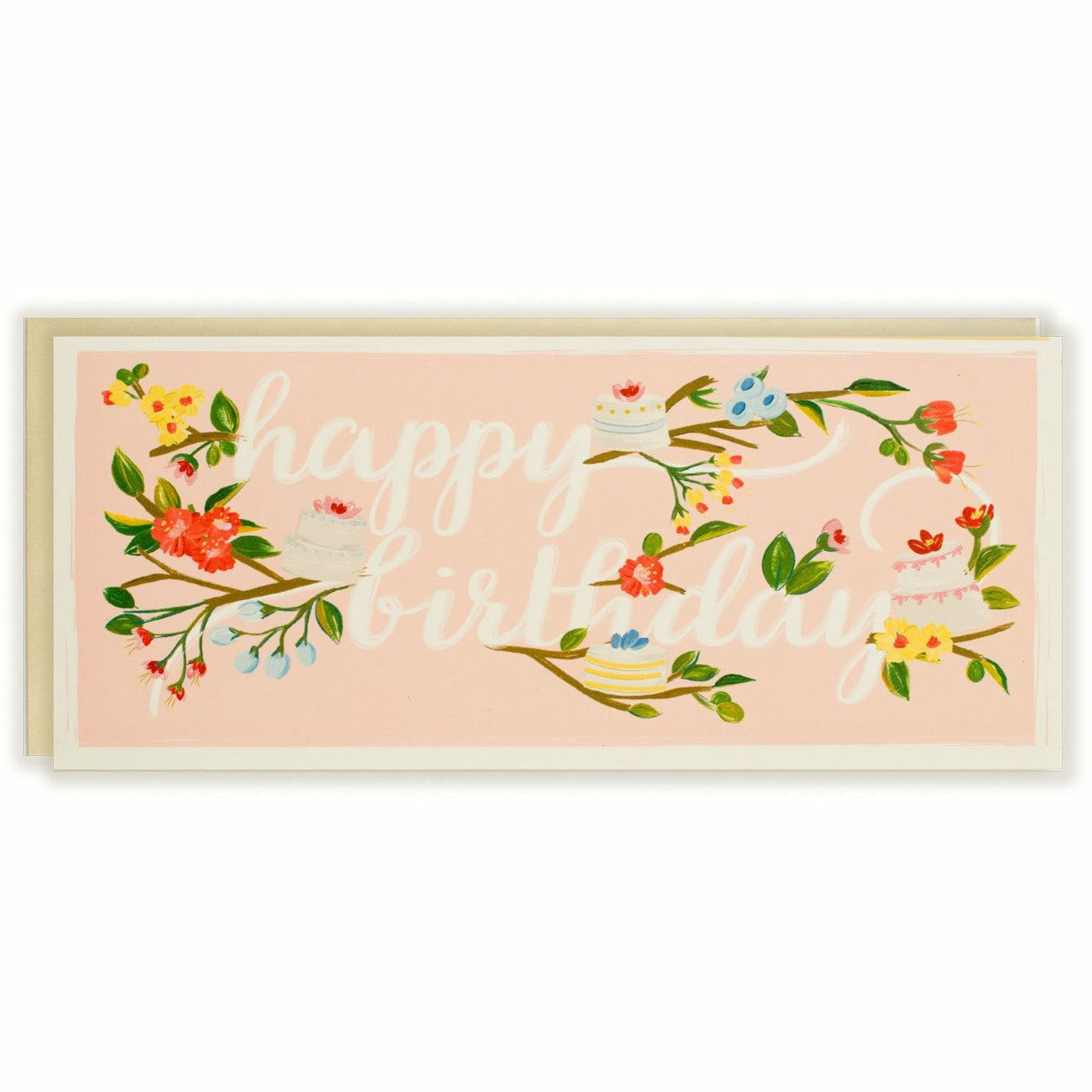 Happy Birthday Card Branches & Cake Blush - The First Snow