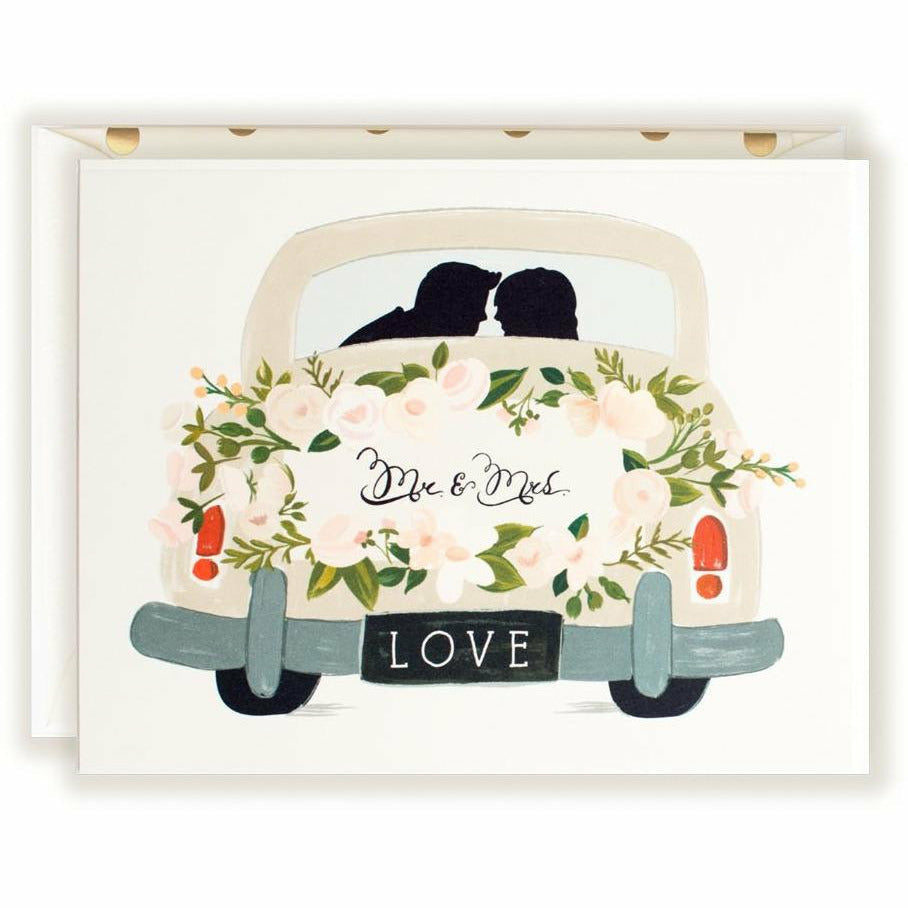 Mr & Mrs Card Vintage Getaway Car - The First Snow