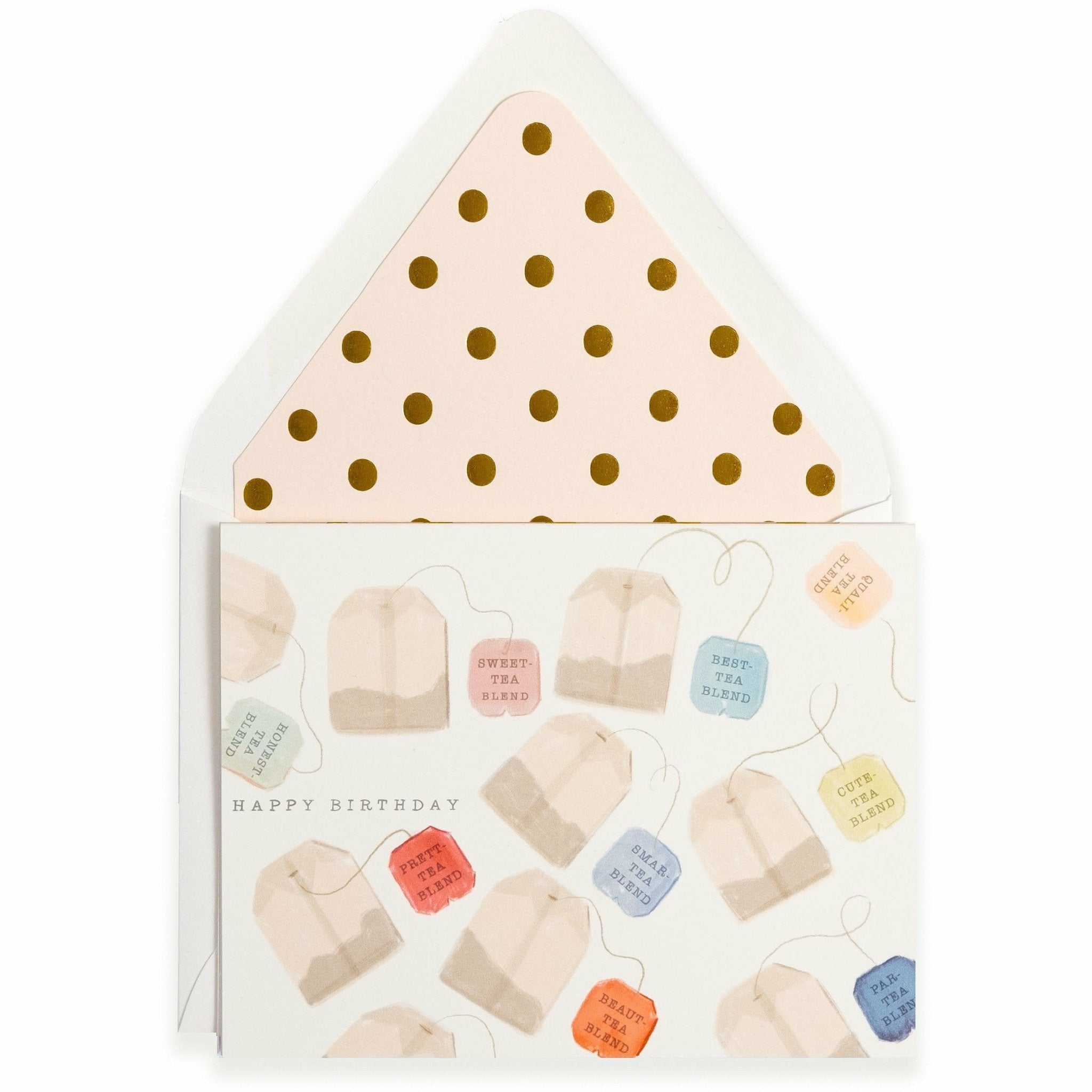 Tea-themed Horizontal Birthday Card with Gold and Cream Envelope - The First Snow