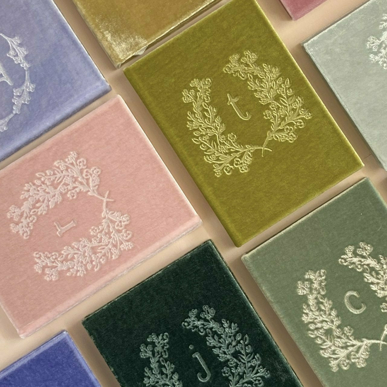 Petite Silk Velvet Monogram Crest Book - The First Snow